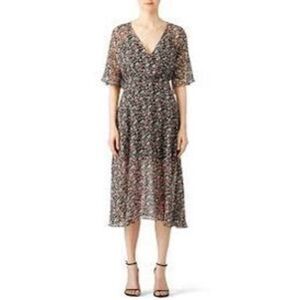 Rebecca Minkoff Ali‎ Women's Black Floral Print Short Sleeve Dress Size 0…